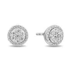 Enchanted Disney Fine Jewelry Sterling Silver with 1/6 CTTW Diamonds Cinderella Stud Earrings