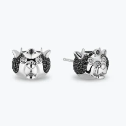 Enchanted Disney Fine Jewelry Sterling Silver with 1/3 CTTW Black and White Diamonds Merida Bear Stud Earrings