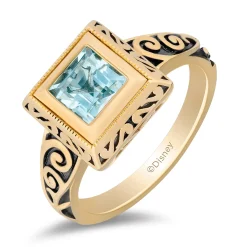 Enchanted Disney Fine Jewelry The Little Mermaid Live Action Replica Engagement Ring in 14K Yellow Gold with Blue Topaz