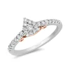 Enchanted Disney Fine Jewelry 10K White Gold and Rose Gold 1/3 CTTW Ariel Shell Engagement Ring