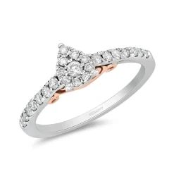 Enchanted Disney Fine Jewelry 10K White Gold and Rose Gold 1/3 CTTW Ariel Shell Engagement Ring