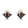 Enchanted Disney Fine Jewelry Black Rhodium Over Sterling Silver and 10K Yellow Gold with 1/10 CTTW Diamonds and Garnet Evil Queen Stud Earrings