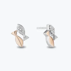 Enchanted Disney Fine Jewelry 14K Rose Gold Over Sterling Silver with 1/10 CTTW Diamonds Ariel Earrings