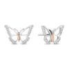 Enchanted Disney Fine Jewelry 14K Rose Gold Over Sterling Silver with 1/6 CTTW Diamonds Mulan Butterfly Stud Earrings