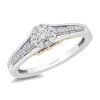 Enchanted Disney Fine Jewelry 10k White Gold and Yellow Gold with 1/5 CTTW Tinker Bell Promise Ring