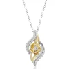 Enchanted Disney Fine Jewelry 14K Yellow Gold Over Sterling Silver 1/10 CTTW Belle Rose Pendant Necklace