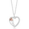 Enchanted Disney Fine Jewelry Sterling Silver and 10k Rose Gold with 1/10 CTTW Belle Rose with Heart Pendant Necklace