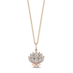 Enchanted Disney Fine Jewelry 14K Rose Gold Over Sterling Silver 1/10 CTTW Jasmine Pendant Necklace