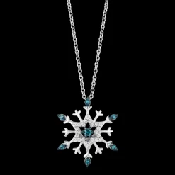 Enchanted Disney Fine Jewelry Sterling Silver with 1/6 CTTW White and Blue Diamond Elsa Pendant Necklace