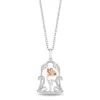 Enchanted Disney Fine Jewelry Sterling Silver and 10K Rose Gold with 1/10 CTTW Diamond Belle 30th Jar Pendant Necklace