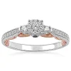 Enchanted Disney Fine Jewelry 14K White Gold and Rose Gold with 1/4 CTTW Diamond and London Blue Topaz Cinderella Promise Ring