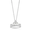 Enchanted Disney Fine Jewelry Sterling Silver 1/10 CTTW Cinderella Crown Pendant Necklace