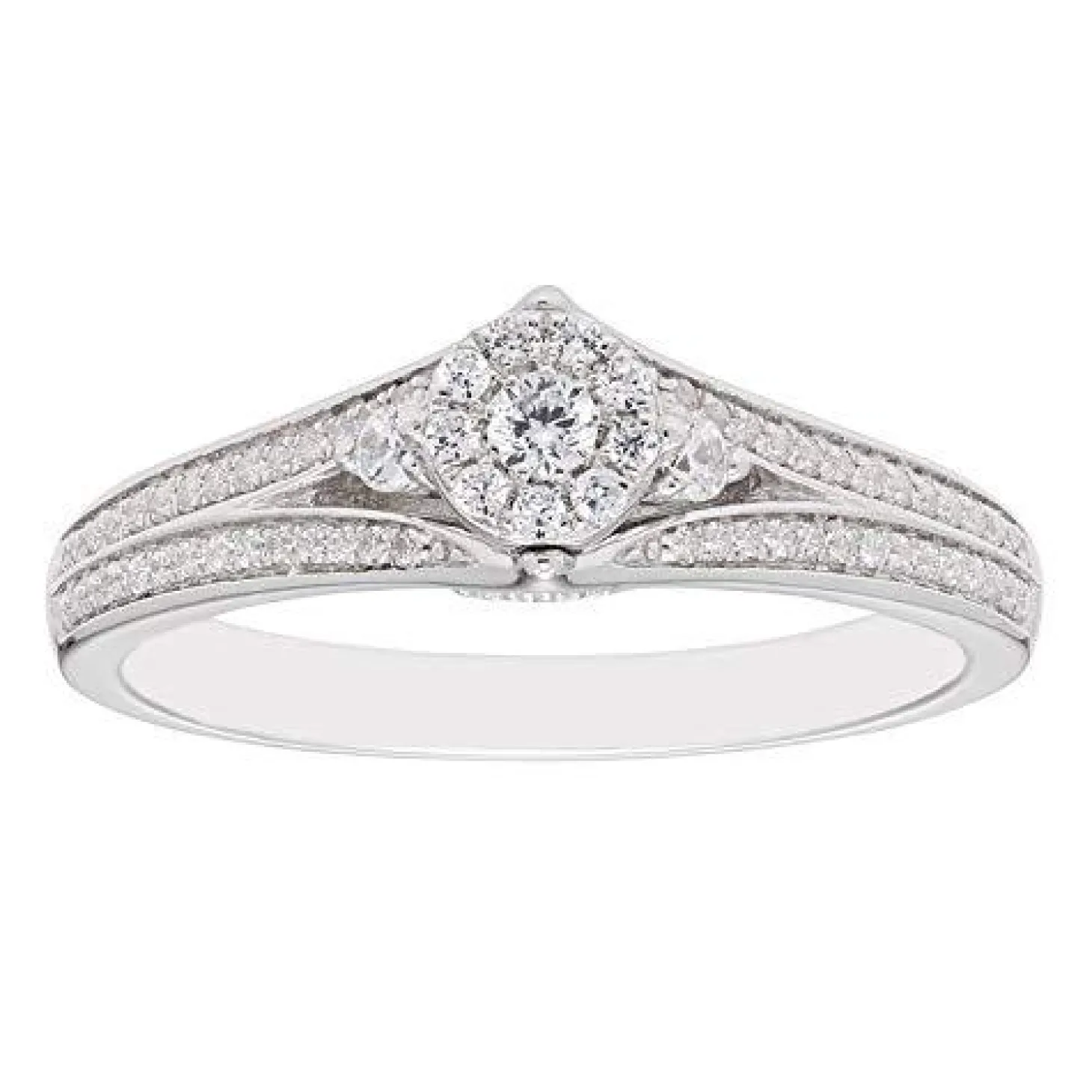 Enchanted Disney Fine Jewelry 10K White Gold 1/3 CTTW Elsa Snowflake Engagement Ring