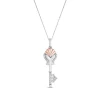 Enchanted Disney Fine Jewelry 14K Rose Gold Over Sterling Silver with 1/10 CTTW Diamond Ariel Shell Key Pendant Necklace