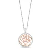 Enchanted Disney Fine Jewelry 14K Rose Gold Over Sterling Silver with 1/5 CTTW Diamonds Belle Rose Pendant Necklace
