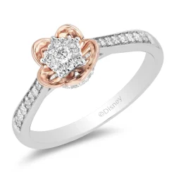 Enchanted Disney Fine Jewelry 10K White Gold and Rose Gold with 1/5 CTTW Diamond Mulan Promise Ring