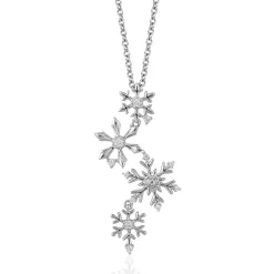 Enchanted Disney Fine Jewelry Sterling Silver 1/10 CTTW Elsa Snowflake Pendant Necklace
