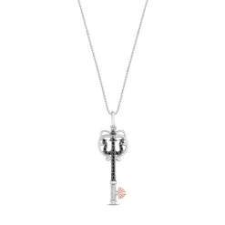 Enchanted Disney Fine Jewelry 14K Rose Gold over Sterling Silver with Black Rhodium 1/8 CTTW Ursula Key Pendant Necklace