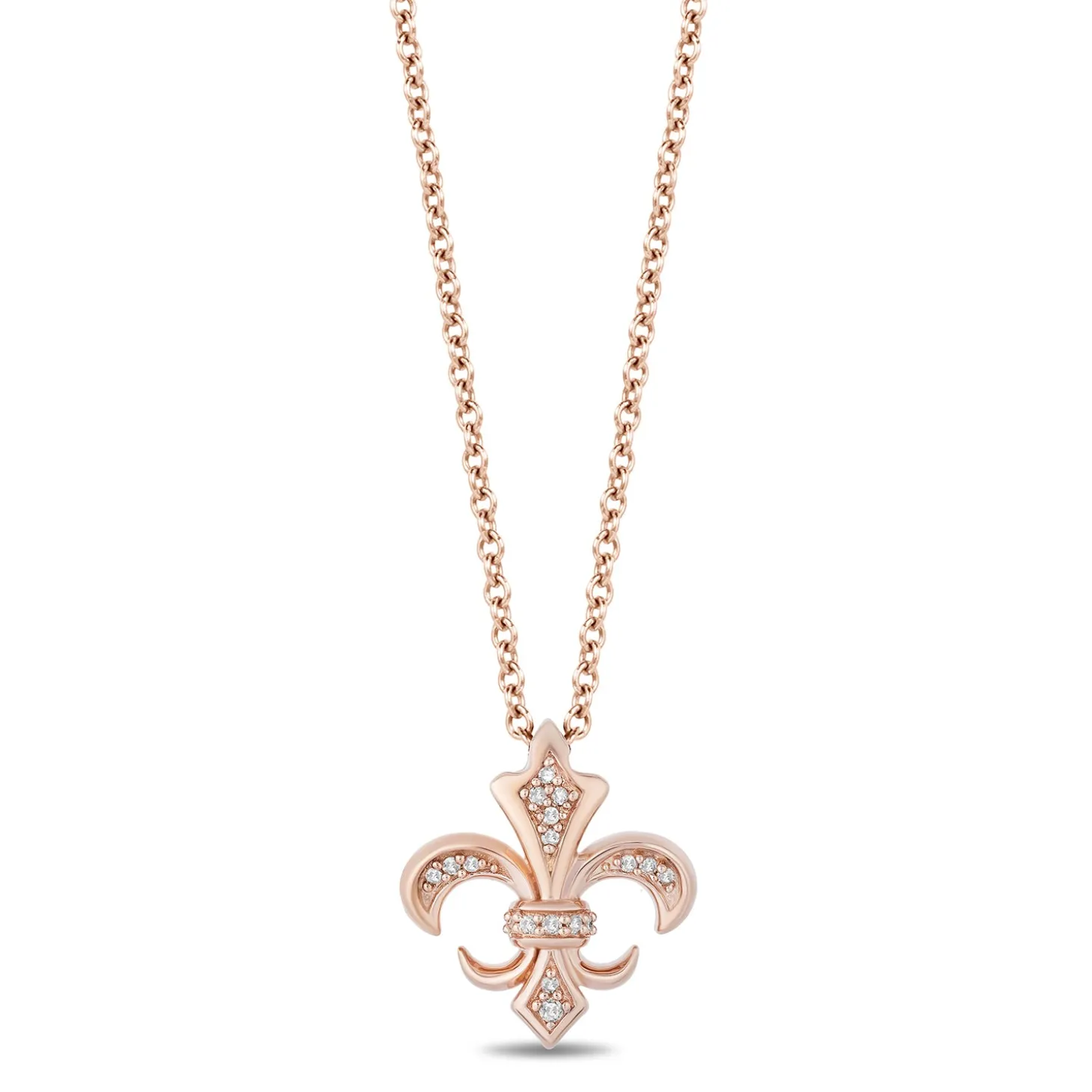Enchanted Disney Fine Jewelry 14K Rose Gold over Sterling Silver with 1/20 CTTW Diamonds Aurora Pendant Necklace