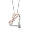 Enchanted Disney Fine Jewelry Sterling Silver and 10K Rose Gold 1/10 CTTW Snow White Bow Pendant Necklace