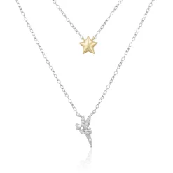 Enchanted Disney Fine Jewelry 14K Yellow Gold Over Sterling Silver 1/20 CTTW Tinker Bell Fairy Necklace