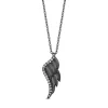 Enchanted Disney Fine Jewelry Sterling Silver with Black Rhodium 1/10 CTTW Diamond Maleficent Wings Pendant Necklace