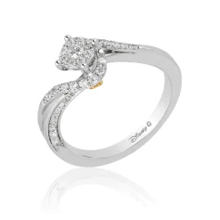 Enchanted Disney Fine Jewelry 10K White Gold and Yellow Gold with 1/3 CTTW Diamond Tinker Bell Engagement Ring