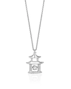 Enchanted Disney Fine Jewelry Sterling Silver 1/20 CTTW Mulan Dancing Diamond Pendant Necklace