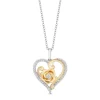 Enchanted Disney Fine Jewelry Sterling Silver and 10K Yellow Gold with 1/5 CTTW Diamond Belle 30th Heart Pendant Necklace