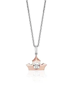 Enchanted Disney Fine Jewelry 10K Rose Gold and Sterling Silver with Diamond Accent Aurora Dancing Diamond Pendant Necklace
