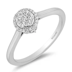 Enchanted Disney Fine Jewelry Sterling Silver with 1/6 CTTW Diamonds Cinderella Engagement Ring