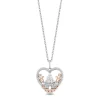 Enchanted Disney Fine Jewelry Sterling Silver and 10K Rose Gold 1/8 CTTW Diamond Majestic Princess Castle Heart Pendant Necklace