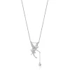 Enchanted Disney Fine Jewelry Sterling Silver 1/10 CTTW Tinker Bell Wings Pendant Necklace
