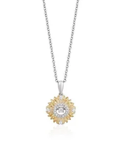 Enchanted Disney Fine Jewelry Sterling Silver and 10K Yellow Gold 1/10 CTTW Tiana Pendant Necklace