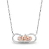 Enchanted Disney Fine Jewelry 10K Rose Gold and Sterling Silver With 1/6 CTTW Diamond Belle"Dozen Roses" Necklace