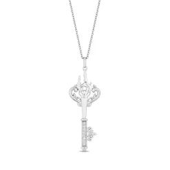 Enchanted Disney Fine Jewelry Sterling Silver 1/20 CTTW Rapunzel Key Pendant Necklace