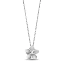 Enchanted Disney Fine Jewelry Sterling Silver with Accent Diamonds Moana Plumeria Flower Pendant Necklace