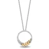 Enchanted Disney Fine Jewelry Sterling Silver and 10K Yellow Gold with 1/10 CTTW Diamond Anna Circle Pendant Necklace