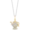 Enchanted Disney Fine Jewelry 10K Yellow Gold and Sterling Silver Chain with 1/10 CTTW Diamond Belle 30th Mrs. Potts Pendant Necklace
