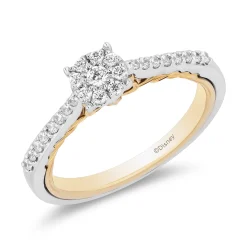 Enchanted Disney Fine Jewelry 10K White Gold and Yellow Gold with 1/3 CTTW Diamonds Rapunzel Engagement Ring