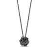 Enchanted Disney Fine Jewelry Black Rhodium Over Sterling Silver with 1/10 CTTW Diamond Maleficent Rose Necklace