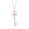 Enchanted Disney Fine Jewelry Sterling Silver and 10K Rose Gold 1/20 CTTW Majestic Princess Crown Pendant Necklace
