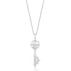 Enchanted Disney Fine Jewelry Sterling Silver 1/20 CTTW Diamond Majestic Princess Tiara Key Pendant Necklace