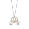 Enchanted Disney Fine Jewelry Sterling Silver and 10K Rose Gold 1/6 CTTW Cinderella Carriage Pendant Necklace