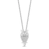 Enchanted Disney Fine Jewelry Sterling Silver with 1/10 CTTW Diamond Aurora Owl Pendant Necklace