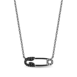 Enchanted Disney Fine Jewelry Rebel Heart Sterling Silver and Black Rhodium 1/6 CTTW Diamond Disney Cruella Live Action Necklace