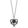 Enchanted Disney Fine Jewelry Black Rhodium Over Sterling Silver with 1/6 CTTW Diamonds Maleficent Heart Rose Pendant Necklace