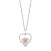 Enchanted Disney Fine Jewelry 14K Rose Gold Over Sterling Silver 1/5 CTTW Jasmine Lotus in Heart Pendant Necklace