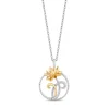Enchanted Disney Fine Jewelry Sterling Silver and 10K Yellow Gold With 1/10 CTTW Diamond Tiana Lotus Pendant Necklace