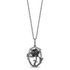 Enchanted Disney Fine Jewelry Black Rhodium Over Sterling Silver with 1/8 CTTW Black and White Diamond Maleficent Rose Pendant Necklace